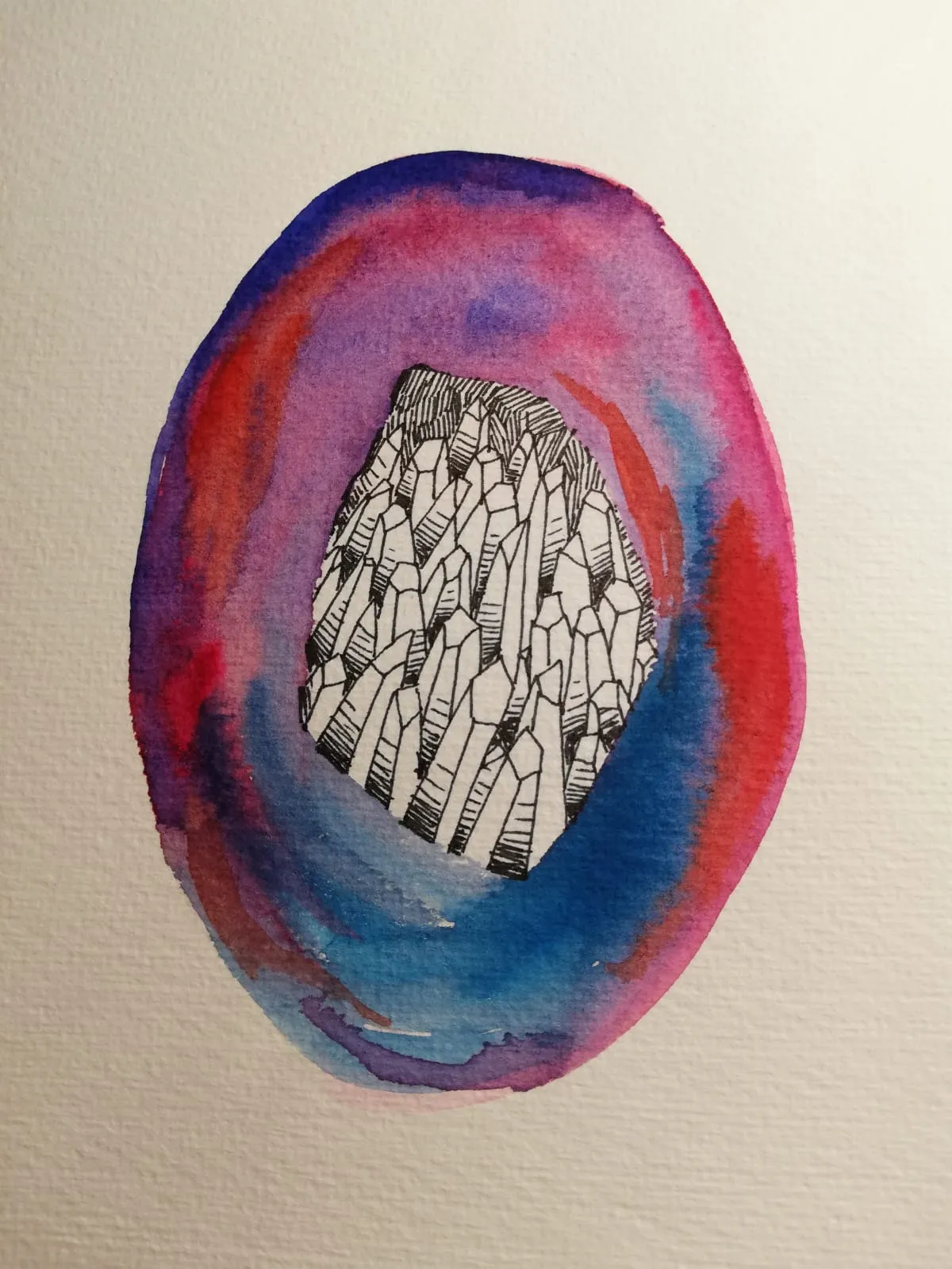 Crystal Heart · Watercolour and ink on paper