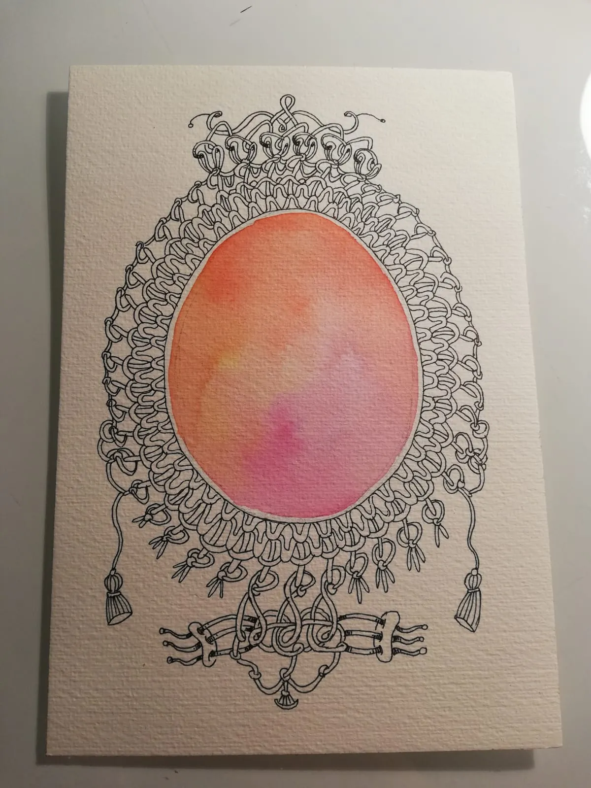Sunrise Medallion · Watercolour and ink on paper