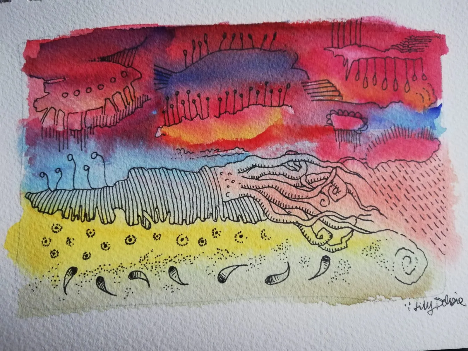 Layers · Watercolour and ink on paper