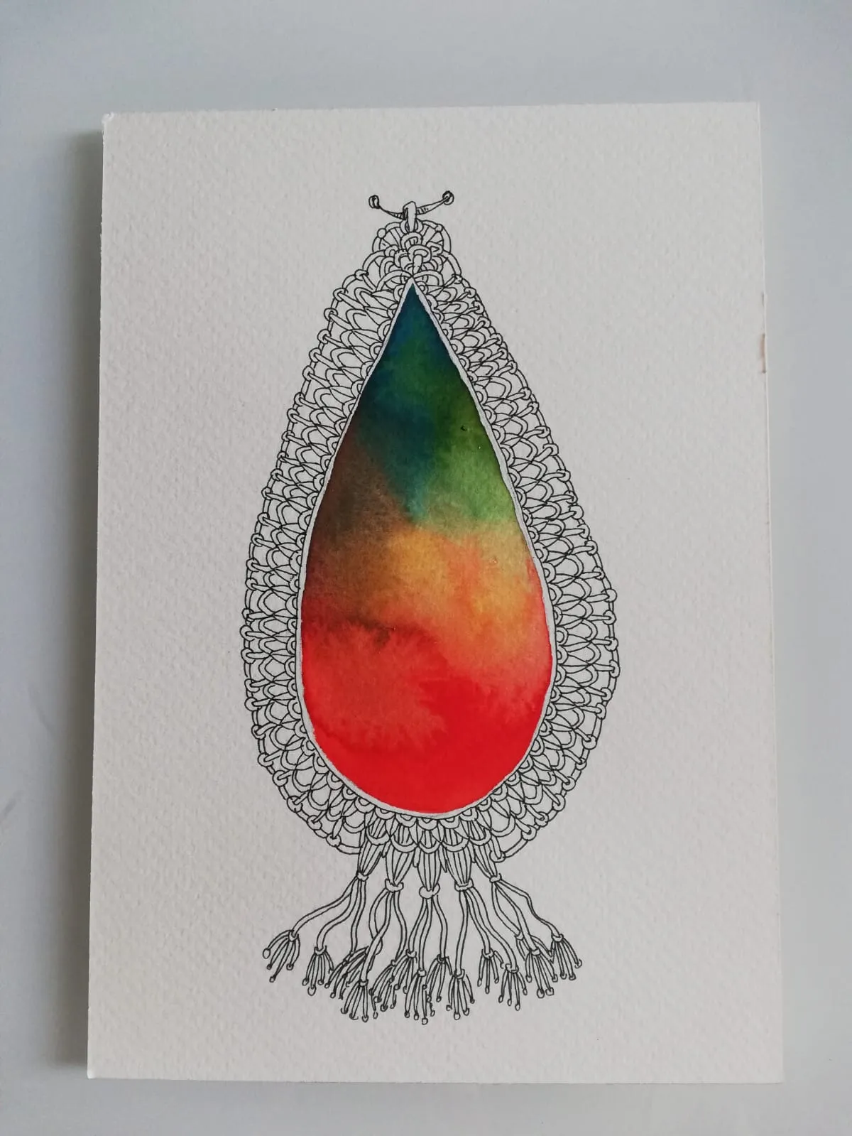 Rainbow Drop · Watercolour and ink on paper